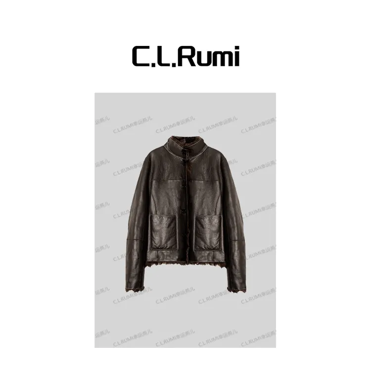【Rumi精选】“美羊羊”天后湖羊双面穿水波纹卷毛皮毛一体皮草7411wt