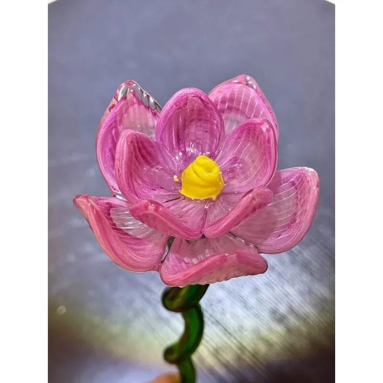 尚品淄博手工琉璃荷花摆件客厅多色纯手工莲花工艺品创意（35cm）