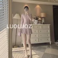 【现货】LUOLUOZ【南山秋色】气质方领上衣＋时尚半身短裙两件套H5777