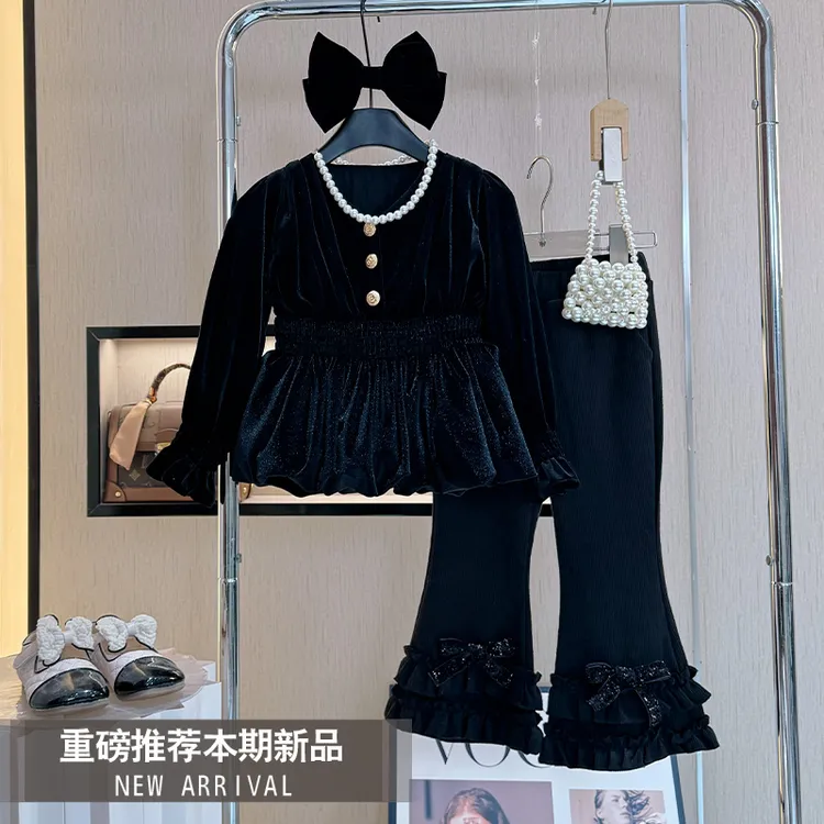 女童套装新款秋季长袖洋气小女孩时尚儿童气质秋款时髦高定两件套