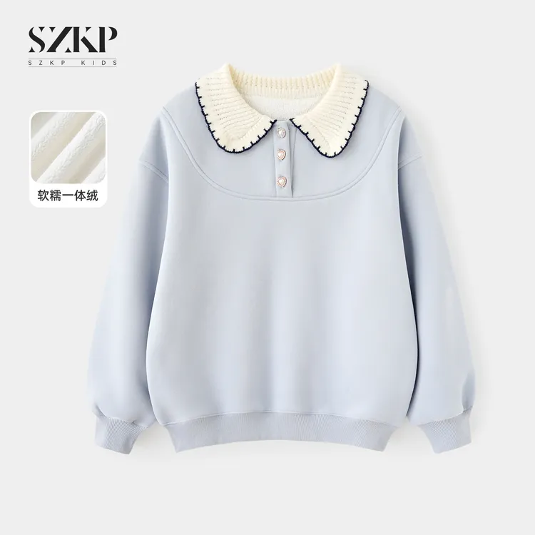 SZKP冬季新款女童保暖上衣中大童休闲洋气儿童加绒卫衣YNYD556986