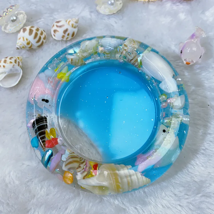DIY手工滴胶烟灰缸海洋色系烟灰缸滴胶创意烟灰缸客厅烟灰缸摆台
