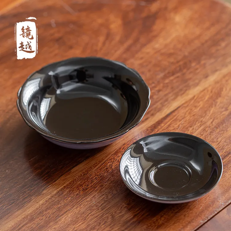 丁香紫壶承茶托茶具配件陶瓷家用茶盘茶垫复古杯碟干泡台托盘