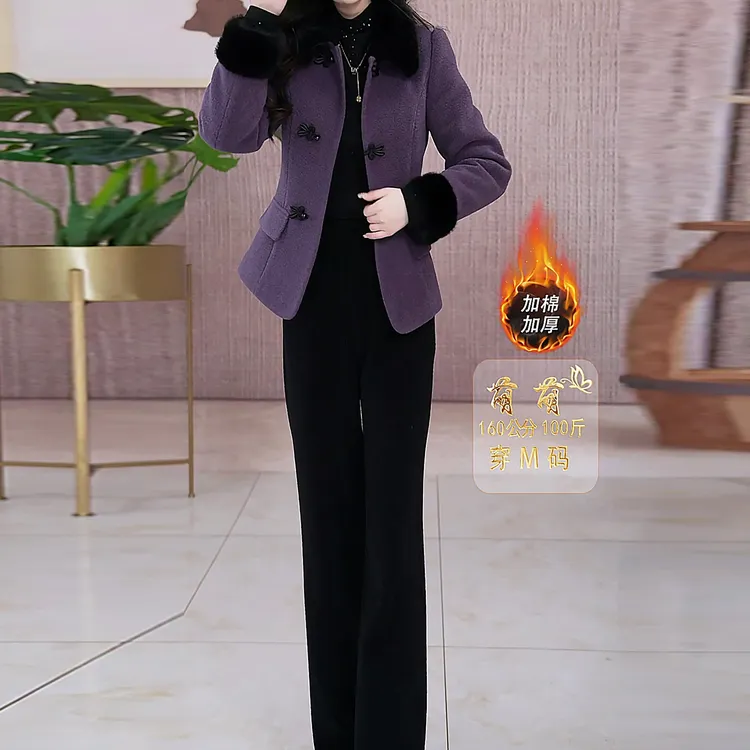 【上衣+裤子】加棉加厚两件套秋冬时髦高级感贵气套装加厚秋季套裤