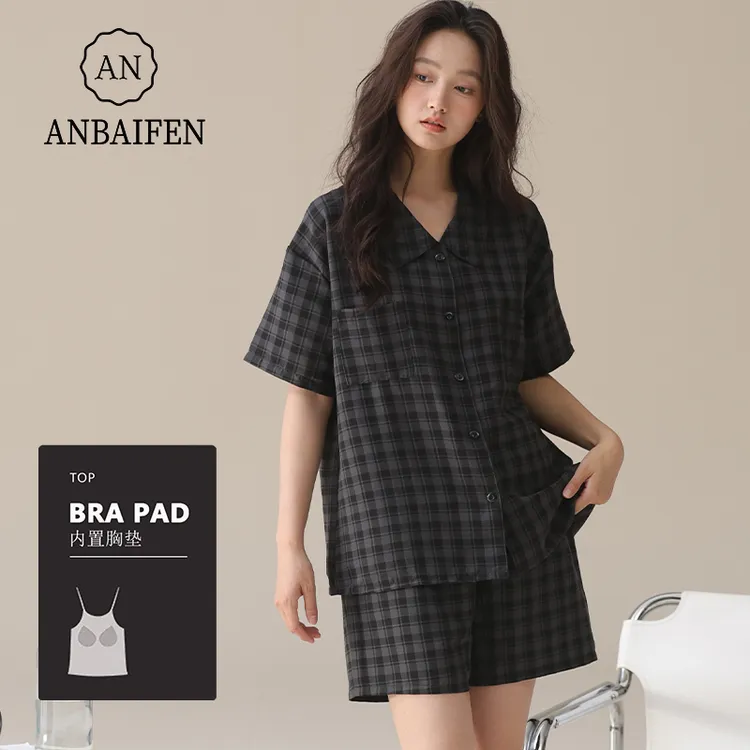 新款短袖梭织泡泡棉女士睡衣2025年夏季凉感外穿高颜值家居服套装