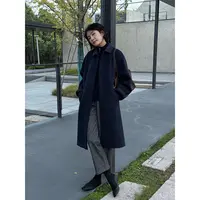 LANGQING 高级拼色羊毛翻领排扣毛呢大衣外套46892#