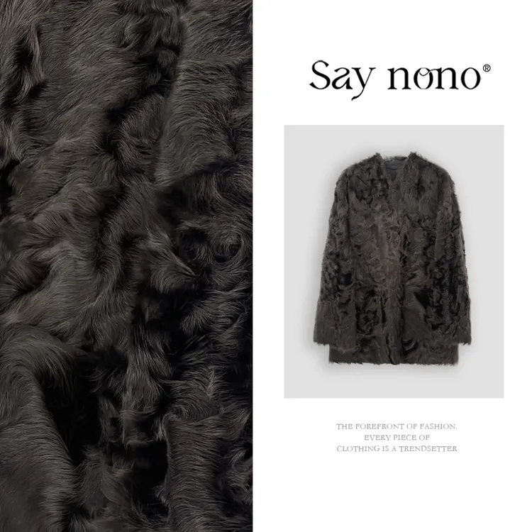懒猫nono│Saynono 时尚轻奢小湖羊皮毛一体皮草外套上衣 JD10103
