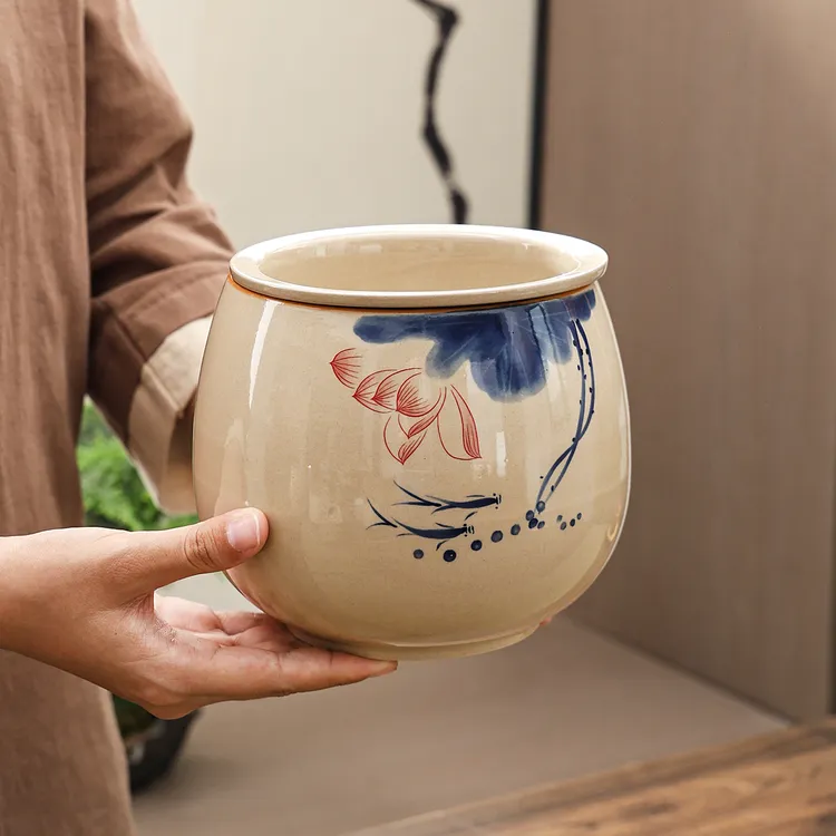 干湿分离陶瓷茶渣缸桌面家用带过滤水盂废水桶烟灰缸茶具配件茶洗