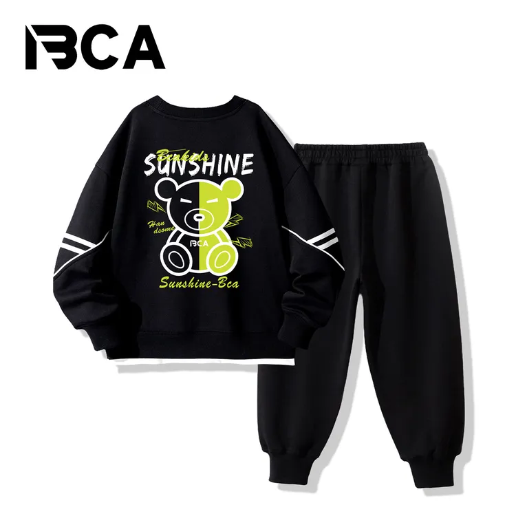 BCA【冠军代言】中大童秋季男童休闲运动卫衣套装假两件S-002+GN3