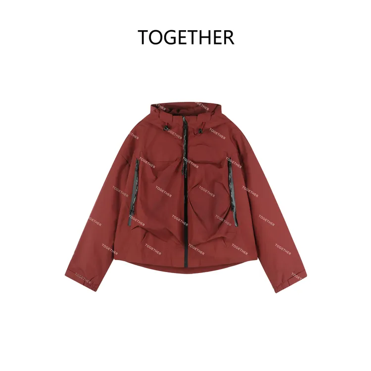 【TOGETHER】· 珊瑚 ·秋季连帽冲锋衣大口袋户外休闲夹克外套W2006