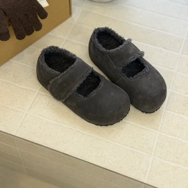 法式魔术贴设计休闲棉鞋女2025冬季新款时尚配裙子玛丽珍鞋