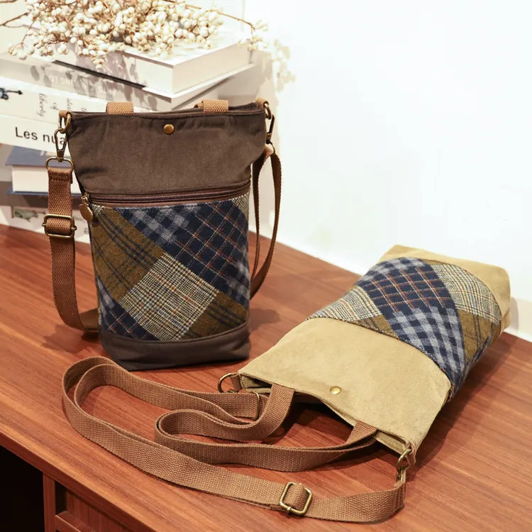 2025秋冬新款超火麂皮绒原创设计拼接水桶包女款休闲单肩斜挎包