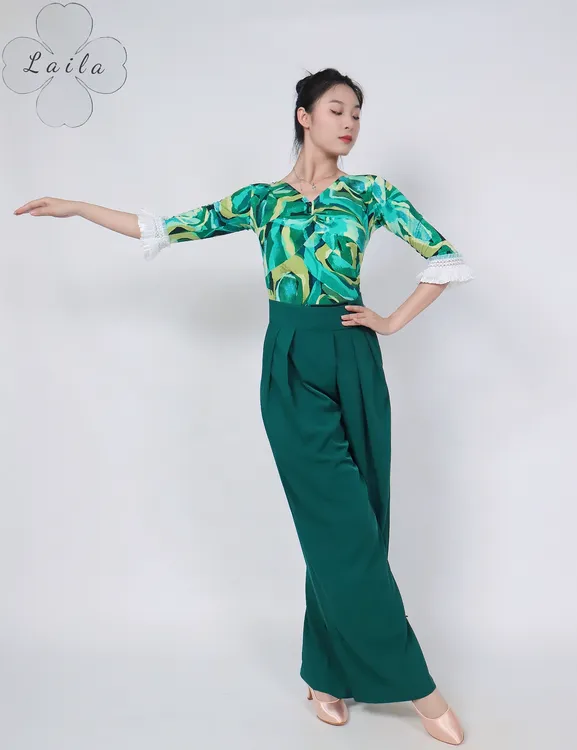 Laila摩登舞服清仓上衣《夏日小清新》七分袖夏季限量色摩登练习服