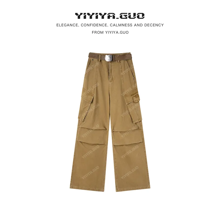 yiyiya.Guo艺艺吖【秋日信语】美式复古休闲高腰工装裤090259SS52