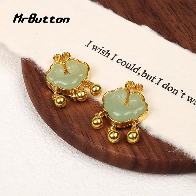 MR BUTTON 国风平安扣吊坠挂件玻璃串珠diy手串项链配件散珠子