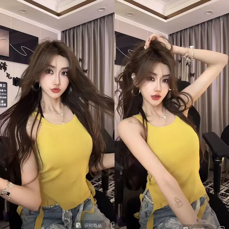 无袖针织吊带背心女外穿夏季新款甜辣妹不规则修身显瘦别致上衣潮