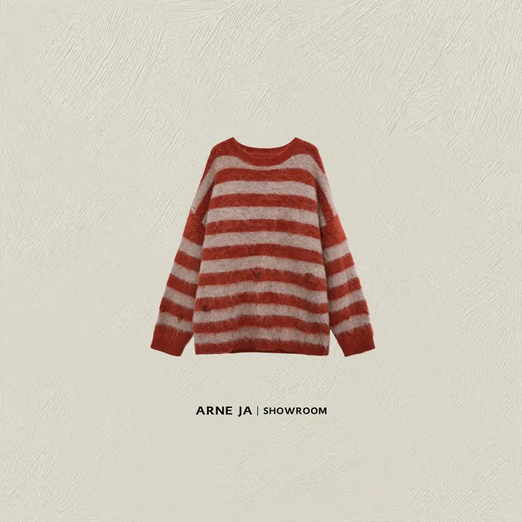 ARNE JA｜“反精致主义”暖毡羊驼毛破坏条纹毛衣W9368223