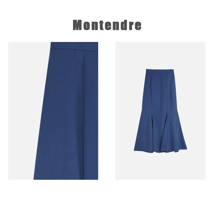 【MonTendre】初秋新款 O 时尚高腰显瘦气质百搭纯色复古鱼尾半身裙