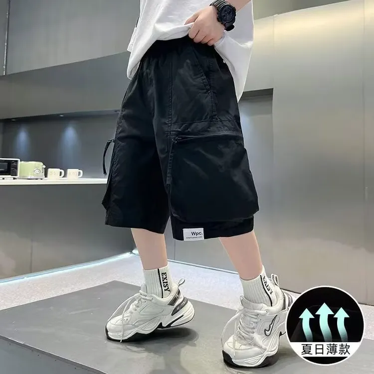 潮款洋气儿童工装短裤夏季2025新款男童童装潮牌男孩裤子中大童夏