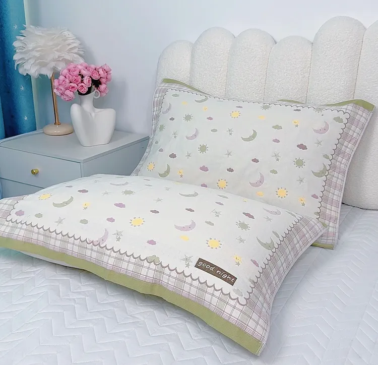 【开学季】纯棉纱布枕巾碎花高密吸汗透气家用防滑盖巾