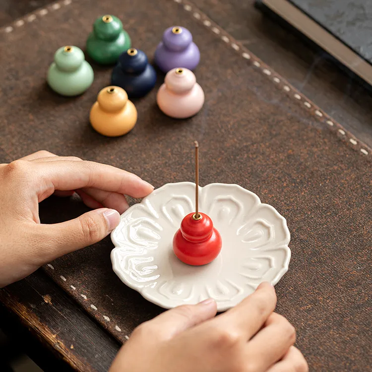 创意小型可爱葫芦线香插香托香座香盘福禄家用茶室禅意茶道零配件