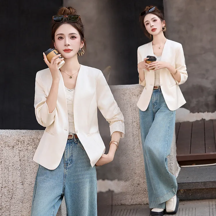 新中式国风提花西装外套女2025年秋季新款轻熟风职业气质短款上衣