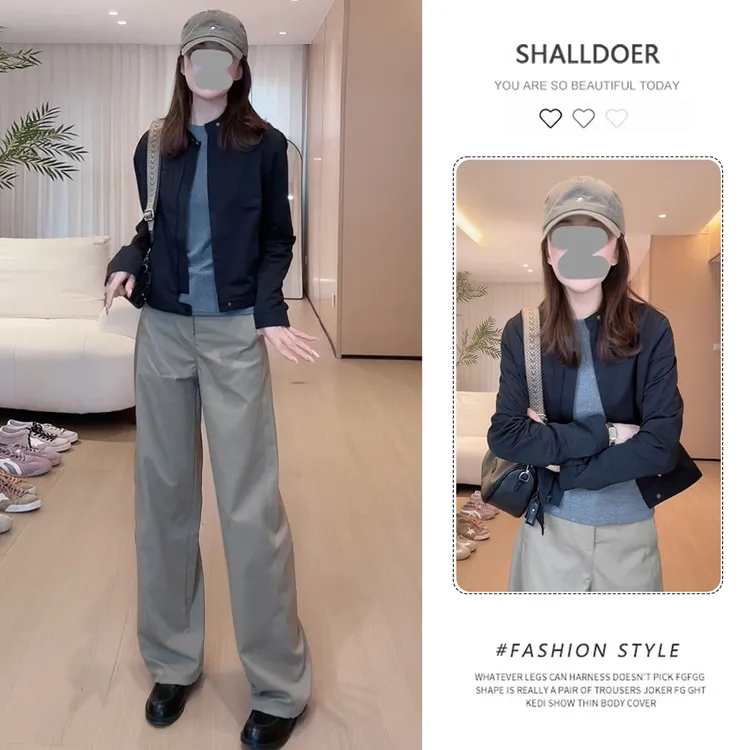 减龄通勤显瘦女2025秋季新款小众休闲裤洋气纯色长袖两件套