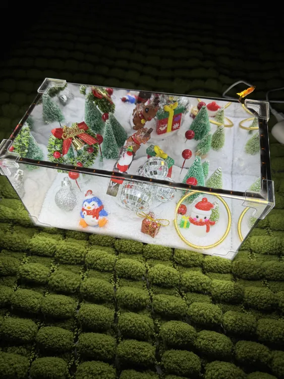 【特惠】圣诞老人麋鹿雪橇旋转魔方小夜灯diy材料包驾车个人用品
