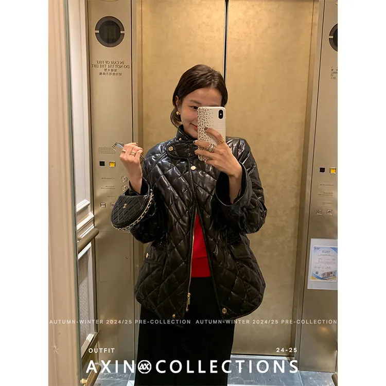 阿昕亮晶晶 巴黎大小姐 土耳其琎口无涂革乐美羊皮鹅绒服AX250579