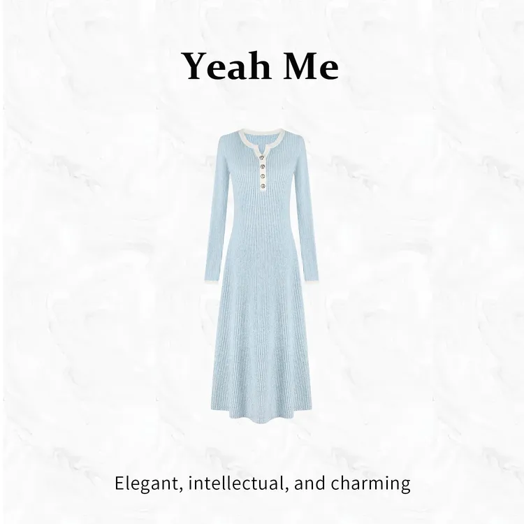 Yeah Me/也觅【度假时刻】冬季新款海盐风高级感收腰连衣裙休闲度假
