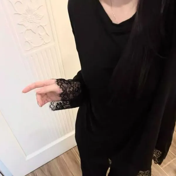 【高级蕾丝花边拼接】法式睡衣女士春秋季2025新款大码家居服套装