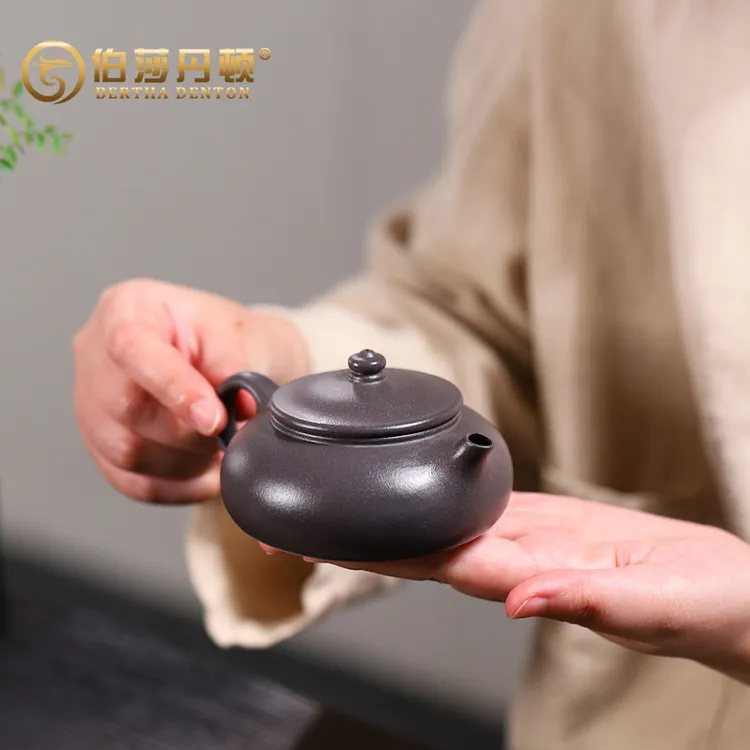 BERTHA DENTON宜兴原矿天青泥紫砂壶全手工寒江泡茶壶单壶货