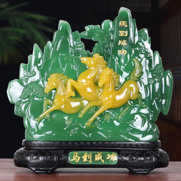 【师傅推荐】寿山石马到成功马摆件客厅电视柜玄关酒柜装饰摆设工艺