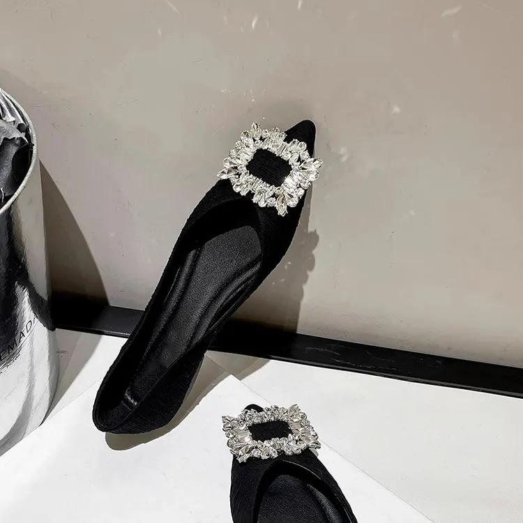 法式方扣水钻玛丽珍鞋女牛筋底显瘦轻奢网红鞋子女款爆款2025新款