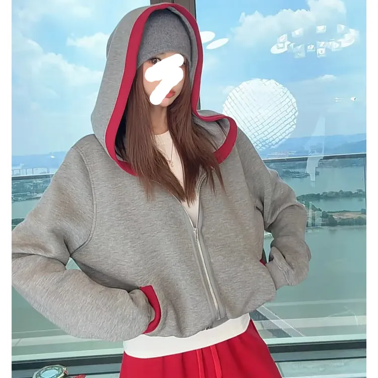 【智感凝灰】2025秋季休闲风百搭宽松连帽卫衣外套KL0135