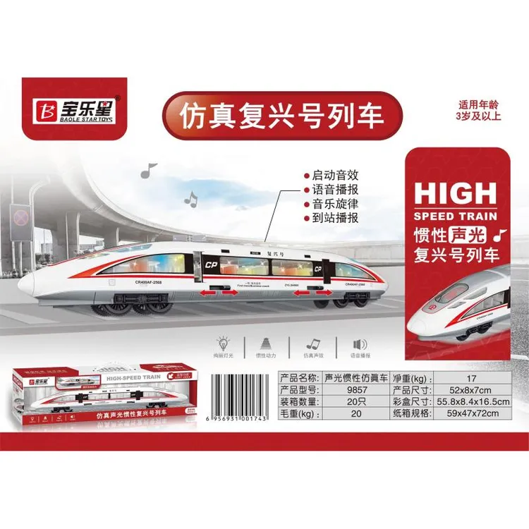 BAOLE STAR TOYS/宝乐星惯性声光大号仿真动车火车复兴号双向玩具