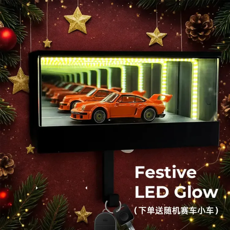 新款纵深镜面车库钥匙挂架车库钥匙扣装饰3D壁挂式镜面LED灯展示