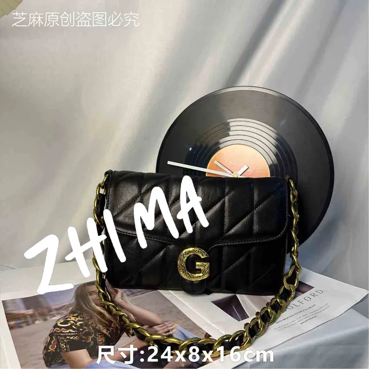 【芝麻集】QYX-98122-黑色休闲时尚百搭腋下女包