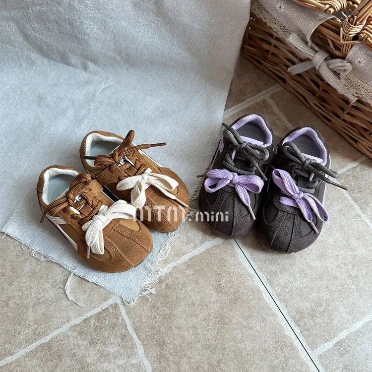 儿童德训鞋春秋新款男女童韩系面包鞋中小童运动鞋魔术贴单鞋板鞋