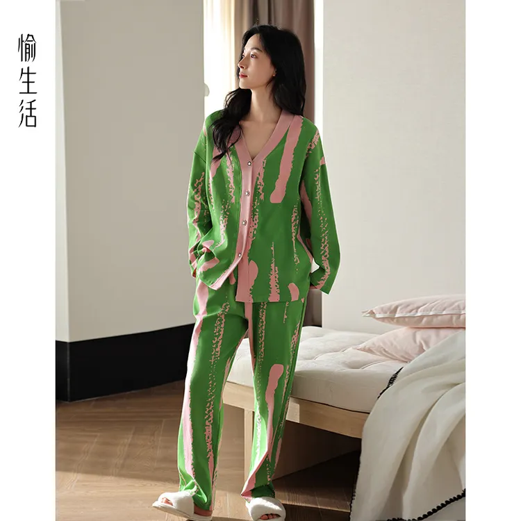 【乔奶奶】愉生活2025春季新款纯棉睡衣女士宽松大码可外穿家居服