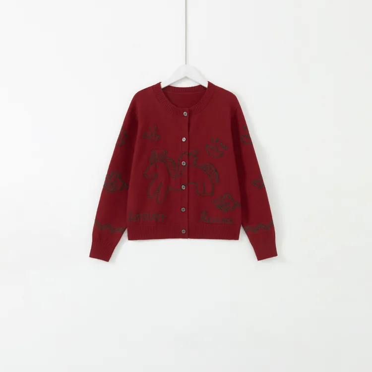 几里与麻 时尚宽松卡通动漫休闲针织开衫 衣长54 胸围102 2122041