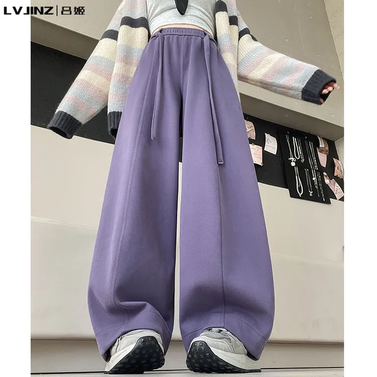 2025秋抽绳南瓜阔腿裤女高腰设计感宽松休闲裤小个子新款弯刀卫裤