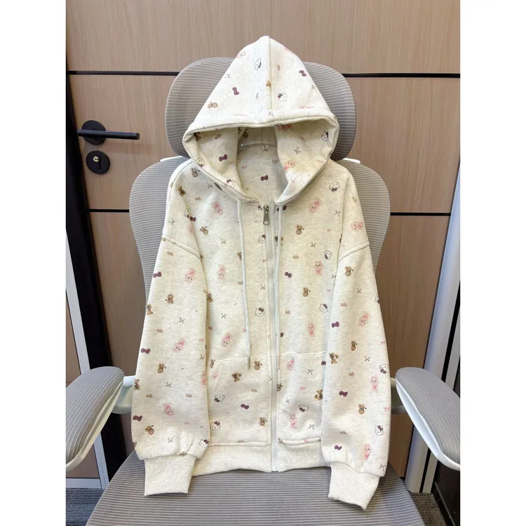 【现货】2025秋韩版碎花小狗连帽女童外套 D763 763 Y