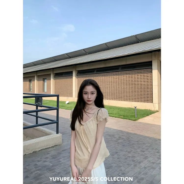 法式森系衬衫气质外穿学院风系带百搭夏季韩版可爱风6578 