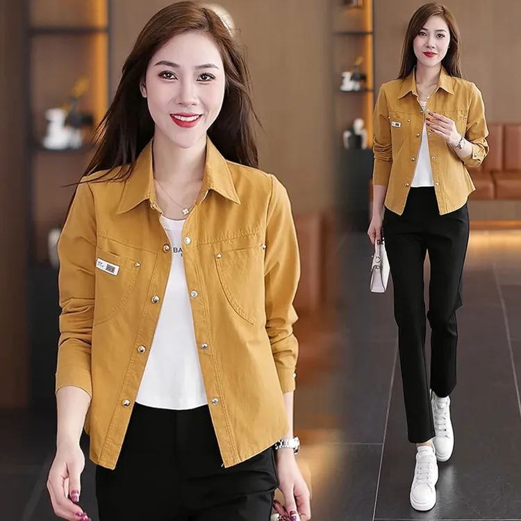 纯棉小个子休闲短外套女2026年春秋季新款百搭显瘦夹克开衫上衣潮