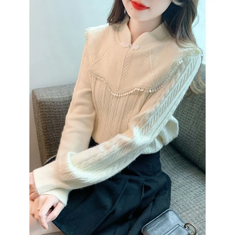 新中式国风毛衣女秋冬装2025年秋冬新款洋气针织打底衫内搭上衣潮
