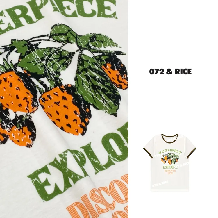 072 & RICE【草莓】夏季休闲圆领短袖T恤 32NB328Z*