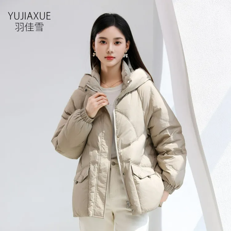 羽佳雪短款羽绒服女时尚休闲韩版百搭连帽加厚冬季宽松女款修身