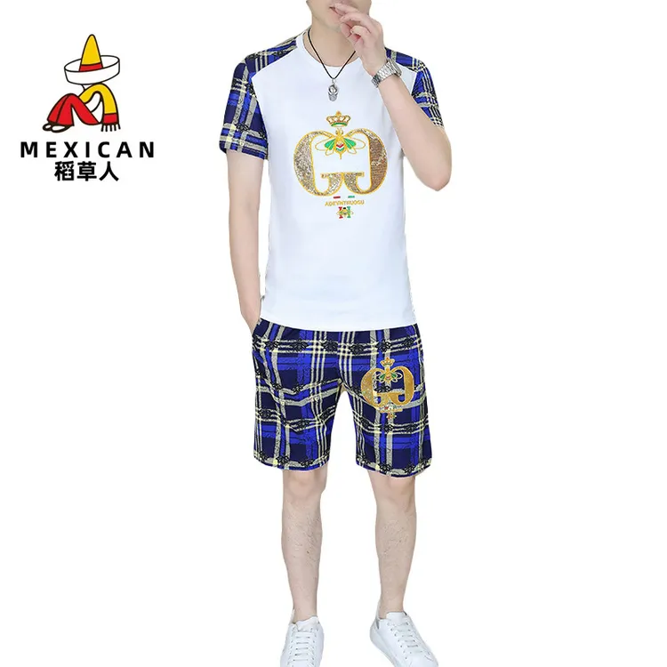 稻草人套装 2025年新款五分短裤男夏季外穿时尚短袖套装时尚男装