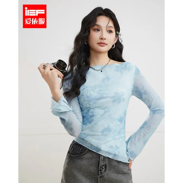 IEF/爱依服2025夏季新款美式甜酷个性辣妹气质设计感百搭网纱上衣
